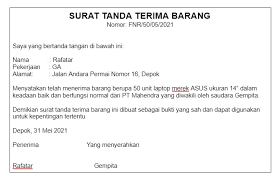 Dzul fadlil adzim r dalam hal ini bertindak untuk dan atas nama cv. Contoh Surat Tanda Terima Uang Dokumen Dan Barang
