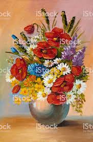 Maybe you would like to learn more about one of these? Oil Painting Of Spring Flowers In A Vase On Canvas Stock Photo Download Image Now Istock