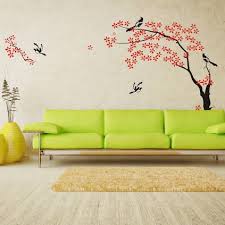 Cute And Cozy Japanese Tree And Birds Pictures For Modern Living Room Wall Paint Stickers Decals Decor Room Wall Painting Bedroom Wall Paint Wall Paint Designs