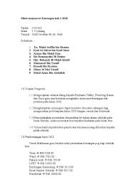 Secara umumnya, format minit mesyuarat panitia adalah seperti berikut semoga maklumat ini dapat membantu para guru dalam penyediaan minit mesyuarat panitia di sekolah. Minit Mesyuarat Kewangan Kali 1 2010