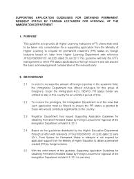 Not available to applicants on refugee status if their status in malaysia is not legal or which cannot be obtained by residents or former residents of malaysia on personal application. P R Application Guideline For Foregin Lecturers To Obtain Pr Permanent Residence United States Lecturer