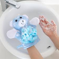 New Bath Gloves 1pc Children Bath Rub Gloves Shower Body Wash Puff Mesh Net Ball Bathroom Daily Use Cleaning Baby Bath Flower Flower Bath Dry Brush Exfoliation