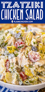Tzatziki Chicken Salad Seriously Delicious Chicken Romaine Lettuce Pepperoncini Tomatoes Fe Greek Chicken Salad Tzatziki Recipes Homemade Chicken Salads
