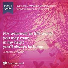 Family Friend Poems On Instagram Qotd Love Home For Wherever In This World You May Roam In My Heart You Ll Always Father Poems Daughter Poems Friend Poems