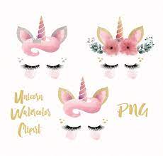 Unicorn Face Clipart Glitter And Watercolor Unicorn Floral Horn Clipart Unicorn Heads Png Unicorn Clipart Digital Files Png By Ahlamdesigner On Skrapbuking