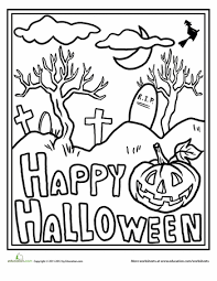 Help your child share halloween greeting with coloring sheet featuring the message happy halloween in bold. Happy Halloween Worksheet Education Com Halloween Coloring Sheets Halloween Coloring Pages Halloween Coloring Book