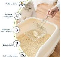 Metal Cat Litter Scoop - Stainless Steel With Long Handle - Heavy Duty &  Non-Stick