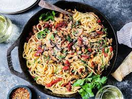 Buttery Pantry Pasta With Mushrooms Sun Dried Tomatoes Requires Simple Veggies Butter Hunk Of Parm And F Tasty Pasta Linguine Recipes Easy Sun Dried Tomato