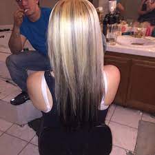 Adds some drama without being obnoxious. Dark Chocolate Brown Underneath Bright Platinum Blonde On Top With Dark Chocolate Brown Dark Underneath Hair Blonde Hair With Brown Underneath Hair Color Dark