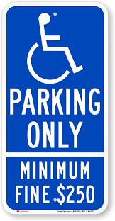 The required signage shall not be obscured by a vehicle parked in the space. California Handicapped Parking Sign Ada Symbol Blue