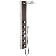 Monsoon 57 In 4 Jetted Full Body Shower Panel System With Heavy Rain Shower And Spray Wand In Mahogany Style Deco Gl Shower Panels Shower Heads Shower Systems