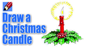 How To Draw A Christmas Candle Decoration Youtube