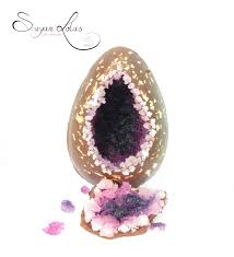 Geode Easter Egg Made With Chocolate Sugar Rocks And Edible Gold Leaves Geode Cake Edible Gold Leaf Easter Eggs