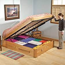 Are you looking for creative ways to add extra storage space to your bedroom? Platform Bed Lift Mechanism With Full Size Mattress Platform And Wooden Slats Rockler