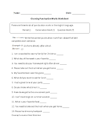 Choosing A Punctuation Mark Worksheet Punctuation Worksheets Punctuation Marks Punctuation