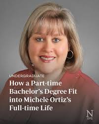 Michele Ortiz's journey back to school reflects her commitment to lifelong  learning. After raising two teenage children, Michele returned to pursue  her bachelor's degree in Communication Studies. Balancing work, family, and  studies,