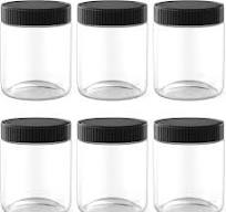 8 Oz Clear Plastic Jars with Black Lids Refillable Kitchen Storage  Containers for Dry Food, Coffee, Nuts and More, 6 Pack