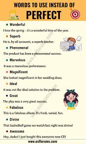 Perfect Synonym List Of 22 Synonyms For Perfect With Useful Examples Esl Forums Learn English Words Writing Words Writing Prompts For Writers