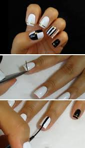 Black And White Nail Art For Short Nails Black White Nail Art Nail Art Tape 22 Easy Nail Art Designs For Short Nails Diy Nail Art For Sho Simple Nail Art Designs Nail Art Designs Easy Nail Art