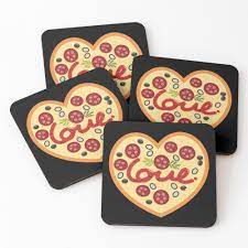 Get My Art Printed On Awesome Products Support Me At Redbubble Rbandme Https Www Redbubble Com I Coasters Pizza Is My Love By Didaku 67288985 E5i3n Asc U Di 2021