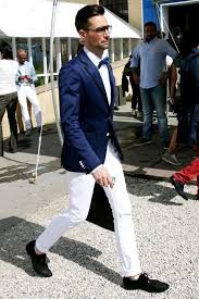 Black And White Coat For Boys Men S Navy Blazer White Long Sleeve Shirt White Chinos Black Woven Leather Derby Shoes Blue Blazer Outfit Men Blazer Outfits Men White Pants Men