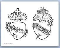Devotion To The Sacred And Immaculate Hearts Crafts Printables And Coloring Pages Catholic Inspir Sacred Heart Art Catholic Coloring Heart Coloring Pages