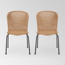 Spinnaker Set Of 2 Wicker Boho Dining Chairs Light Brown Christopher Knight Home In 2020 Boho Dining Chairs Patio Dining Chairs Wicker Dining Chairs