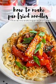 Pan Fried Noodles With Chilli Garlic Vegetables The Twin Cooking Project By Sheenam Muskaan Recipe Vegetarian Recipes Easy Pan Fried Noodles Vegetarian Recipes