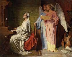 St Cecilia Playing Accompanied By Angels 1886 By Simon Glucklich In 2021 Painting Art Old Paintings