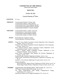 COMMITTEE OF THE WHOLE MINUTES