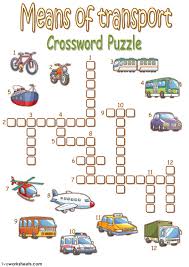 Print this activity for use with beginner english learners. Means Of Transport Crossword Puzzle Worksheet