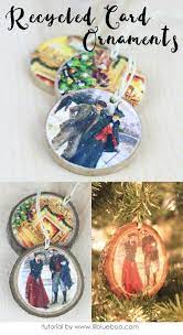 Recycled Christmas Card Ornaments Ashley Hackshaw Lil Blue Boo Christmas Card Ornaments Christmas Card Crafts Christmas Crafts