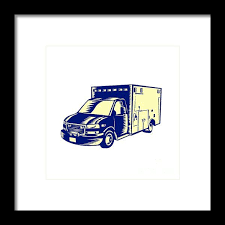Ems Ambulance Emergency Vehicle Woodcut Framed Print By Aloysius Patrimonio Ems Ambulance Emergency Vehicles Retro Prints