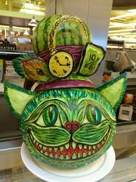New Cheshire Cat Watermelon Carving Food Art Alice In Wonderland