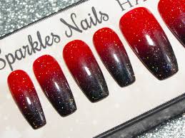 Check spelling or type a new query. Ombre Fake Nails Red And Black Press On Nail Art Sarah S Sparkles Nails