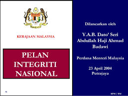 Dalam suatu negara selama satu tahun. Pengajian Malaysia Bab 6 Pembangunan Negara Pelan Integriti Nasional Pin