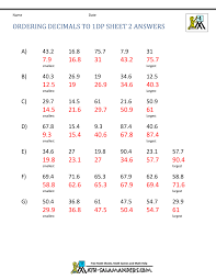 ordering decimals up to 3dp