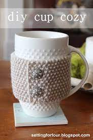 In metric measurements, the completed knitted item should be about 25 cm by 10 cm in in fact, you can access the free downloadable pattern for this knitted cup cozy from the willow yarns website. Diy Cup Cozy Knit Mug Cozy Tutorial Setting For Four