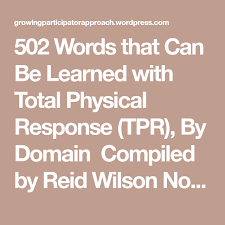 502 Words That Can Be Learned With Total Physical Response Tpr By Domain Total Physical Response Physics Words