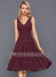 Us 134 00 A Line V Neck Knee Length Chiffon Cocktail Dress With Ruffle Jj S House Winter Cocktail Dress Chiffon Cocktail Dress Cocktail Dress Lace