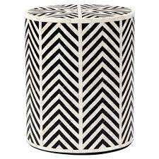 Black And White Bone Inlay Side Table Interlude Kiara Bazaar Bone Inlay Geometric Black End Table Bone Inlay Black End Tables Side Table