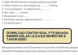 Soal Bahasa Inggris Kelas 6 Semester 1 Dan Kunci Jawaban Ilmusosial Id