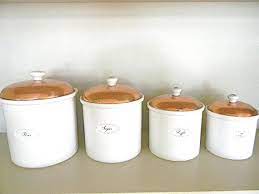 This country kitchen canister set has good size and the food remains fresh for long because of the tight seal. Vintage White And Copper Kitchen Canister Set Copper Kitchen Canisters White And Copper Kitchen Copper Kitchen