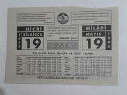 Mayıs günü başlayıp çarşamba, 31. 19 Mayis 1995 Takvim Yapragi Cuma Insirah Sahaf Ve Kitapevi Erzurum