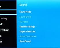 Image of TV sound settings menu