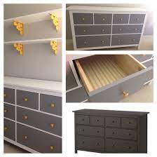 Black Brown Ikea Hemnes Dresser Repainted And Repurposed For Babies Room Handles Painted To Match Original Repurposed Dresser Dresser Tv Stand Dresser Drawers