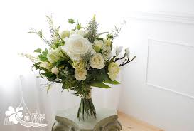 45cm圓形白綠仿真捧花