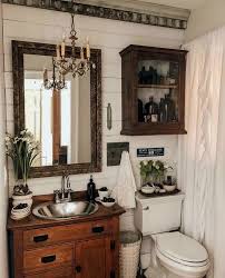 34 Inspiring Rustic Farmhouse Bathroom Decorating Ideas A Vintage Style Old Fashioned Bookca In 2020 Brown Bathroom Decor Rustic Bathrooms Farmhouse Bathroom Decor