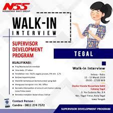 Lihat lowongan kerja di jora. Walk In Interview Nusantara Sakti Dealer Honda Supervisor Development Program Tegal Loker Swasta