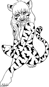 When you finish following along with us, try drawing another cat but with a different fur pattern. How To Draw An Anthro Cat Woman Step By Step Drawing Guide By Dawn Dragoart Com